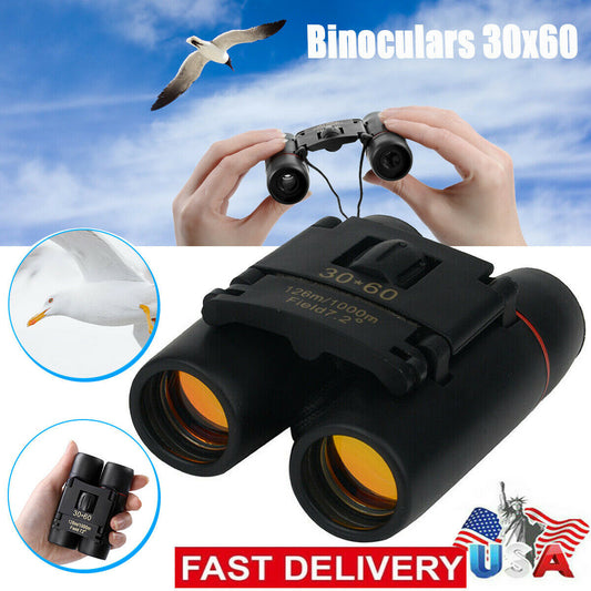 Binoculars 30x60 Zoom Travel Compact Folding Telescope Hunting Day Night Outdoor Small Pocket Binoculars Compact Fast and Free Shipping