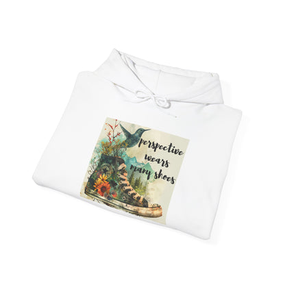 Inspirational Unisex Hoodie - "Perspective Wears Many Shoes"