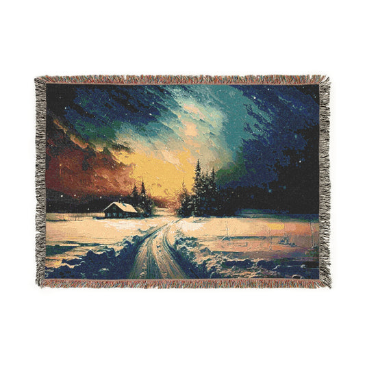Woven Blanket - Trippy Snowy Landscape Home Decor