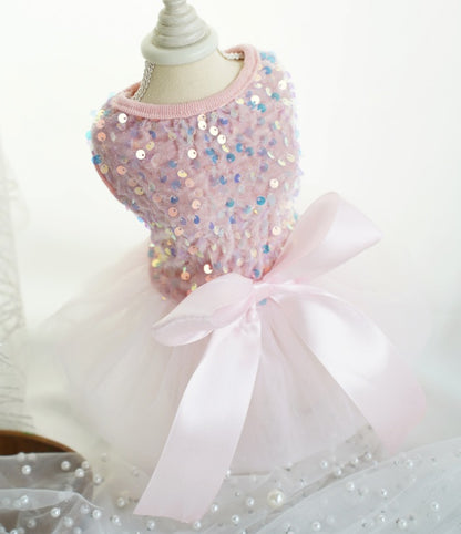 Pet fancy Dress Dog Cat Skirt Sequin Gauze
