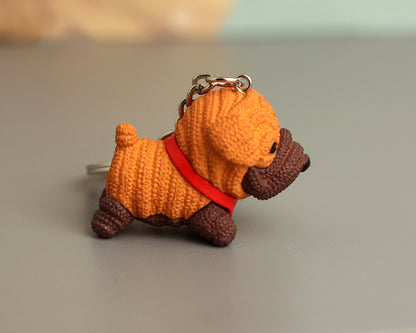 wool dog solid PVC doll keychain bag pendant