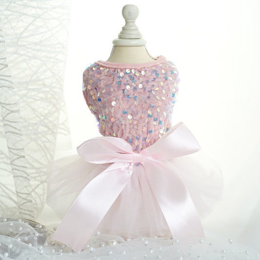 Pet fancy Dress Dog Cat Skirt Sequin Gauze