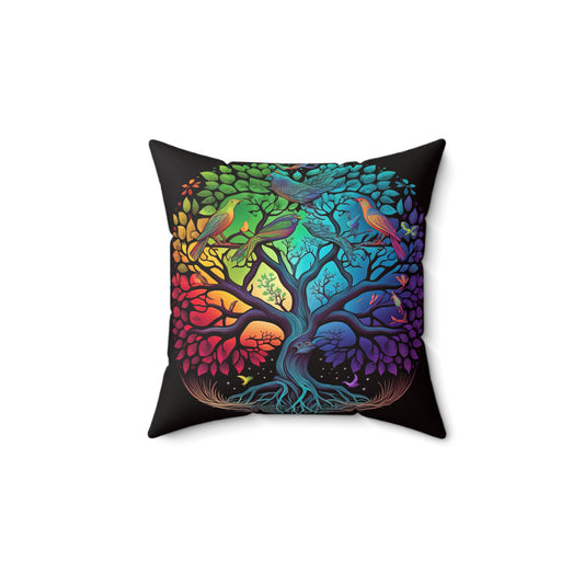 Vibrant Tree of Life Pillow - Colorful Boho Home Decor