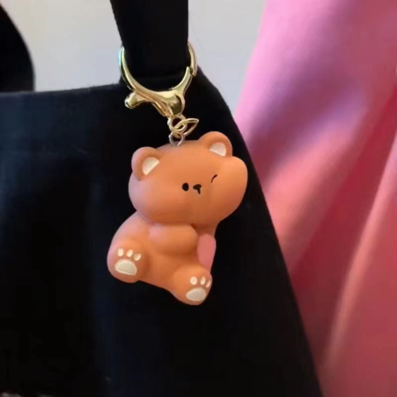 Cute Cartoon Bear Love Couple Magnetic Key Chain Small Pendant Gift Doll Small Gift