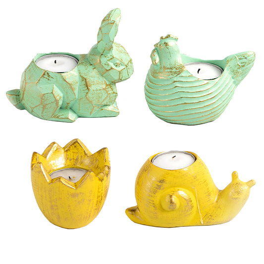 Easter Animal Resin Carved Snail Ornament – Decorative Candle Holder for Home & Party Decor