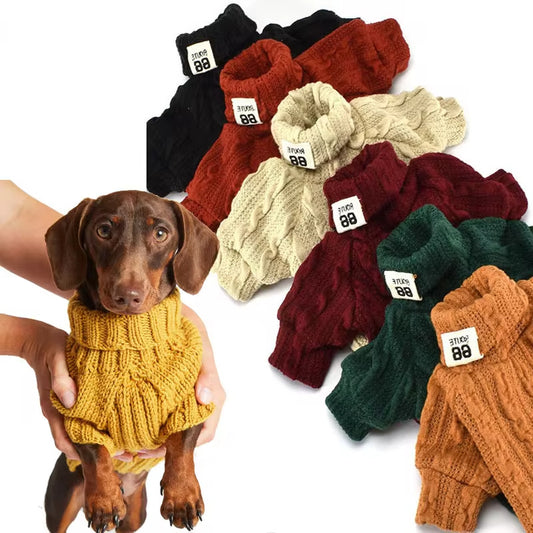 Warm Dog Sweater Turtleneck Cotton Sweatshirt for Small & Medium Dogs