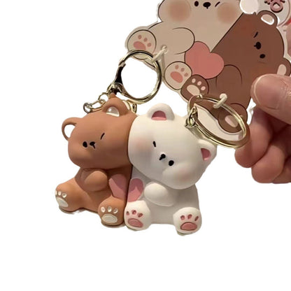 Cute Cartoon Bear Love Couple Magnetic Key Chain Small Pendant Gift Doll Small Gift