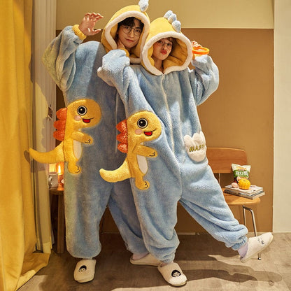 General Color2805 / Womens L Cute Cartoon Jumpsuit Homewear Couple One-piece Nightgown Coral Fleece Winter Thickened Plush Pajamas For Women Home Clothes Furry Pawz