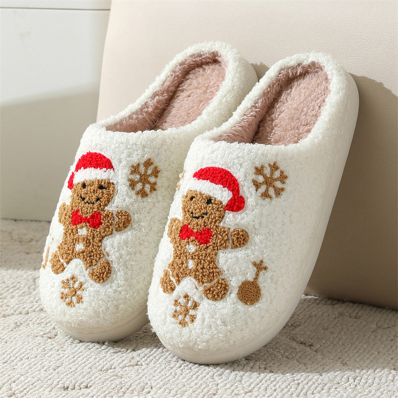 General Gingerbread Man / 36to37 Snowflake Gingerbread Slippers Winter Indoor Non-slip Floor Bedroom Fuzzy House Shoes For Women Home Slippers Furry Pawz