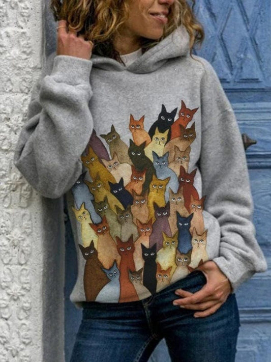 General Grey / S Cat animal print hoodie Furry Pawz
