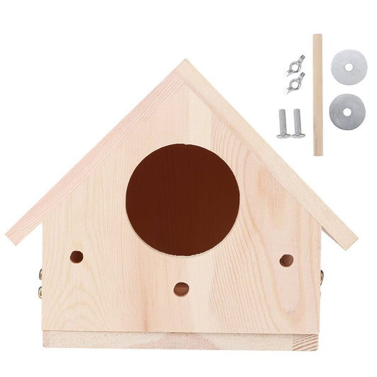 Pet Supplies as picture Unique Wooden Bird House – Natural Paulownia Outdoor Nesting Cage for Birds – Sturdy, Decorative Bird House for Gardens, Balconies, and Courtyards Furry Pawz