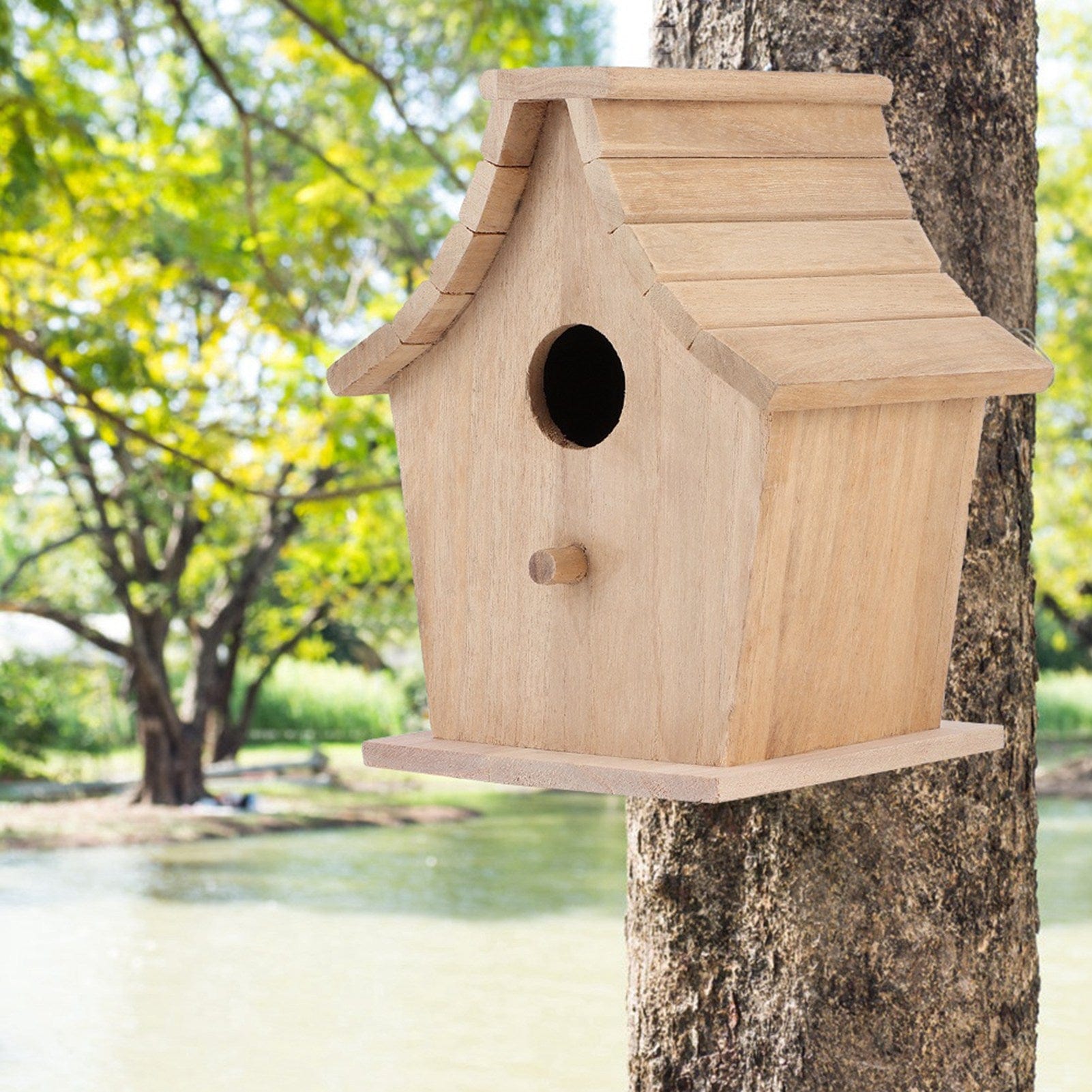 Pet Supplies as picture Wooden Bird House with Stand – Comfortable Breeding Box for Parrots, Budgies & Small Birds – Durable, Moisture-Proof Pet Supplies Furry Pawz