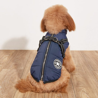 Pet Supplies Blue / 2XL Pet Warm Dog Cotton-padded Clothes Fleece-lined Thickened Reflective Gallus Furry Pawz