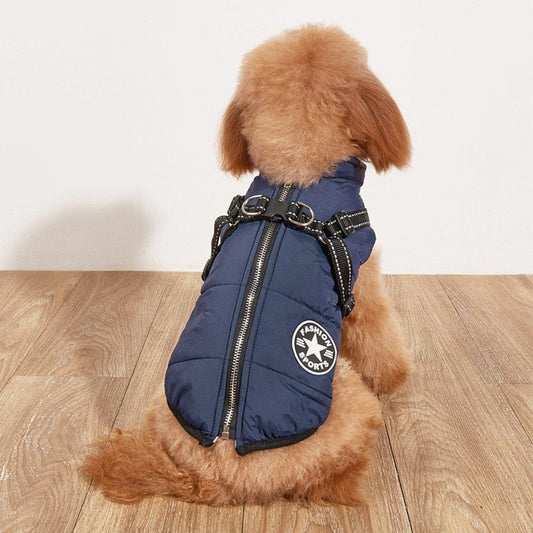 Pet Supplies Blue / 2XL Pet Warm Dog Cotton-padded Clothes Fleece-lined Thickened Reflective Gallus Furry Pawz