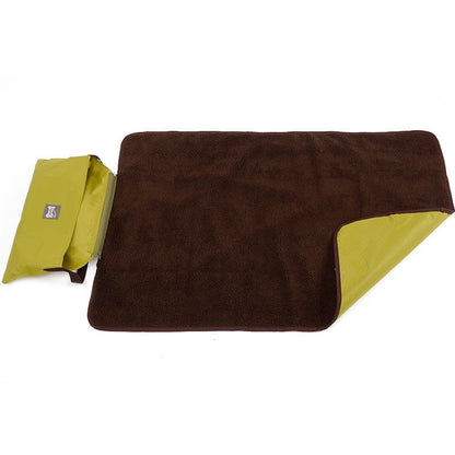 Pet Supplies Green cashmere / 100x70cm Outdoor Pet Blanket Folding Storage Portable Waterproof Warmth Dog Cat Products Furry Pawz
