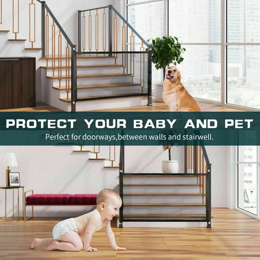 Pet Supplies Pets Dog Cat Baby Safety Gate Mesh Fence Magic Portable Guard Net Stairs Doors Furry Pawz