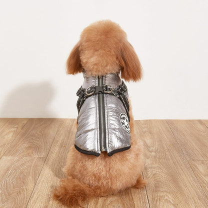 Pet Supplies Silver / 2XL Pet Warm Dog Cotton-padded Clothes Fleece-lined Thickened Reflective Gallus Furry Pawz